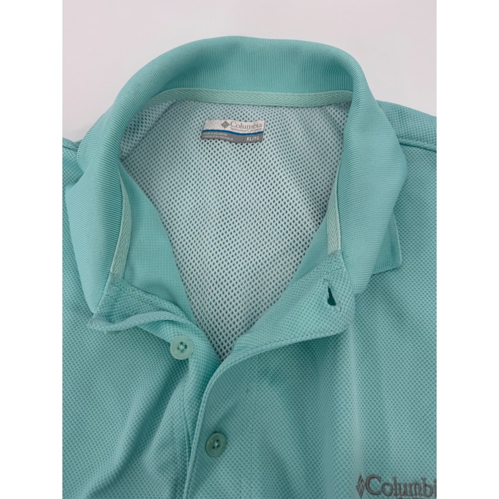 Columbia PFG Men's Aqua Blue Textured Polo Shirt XL/TG Fishing Outdoor - Picture 8 of 9